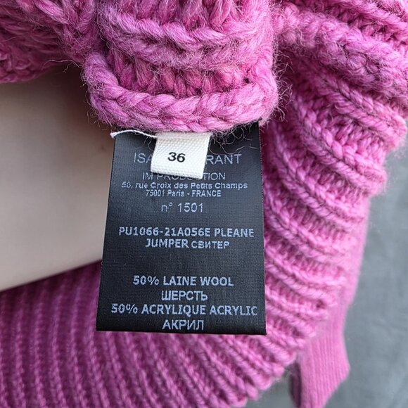Isabel Marant Etoile Sz 36 I 4 Pink Pleane Sweater Puff Sleeves Jumper Wool - Picture 4 of 6